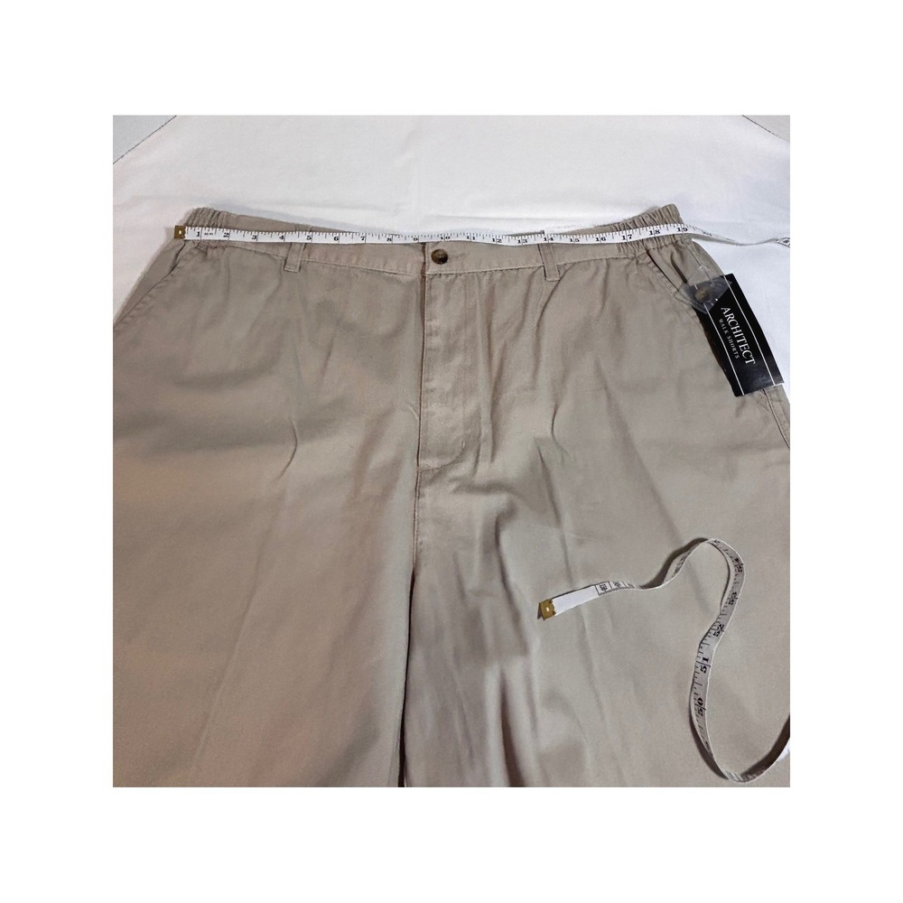 Architect Men's Khaki Walk Shorts 40 Tan Cotton Elastic Waist Casual Twill NWT - Picture 5 of 7